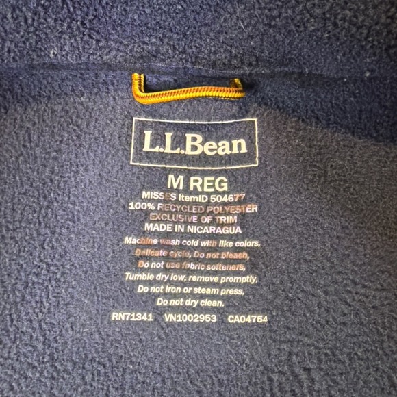 Women's L.L. Bean Mountain Long Sleeve Full Zip Fleece Jacket Navy Medium Hiking - Picture 11 of 12